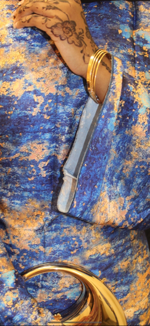 Golden Blue Satin dress